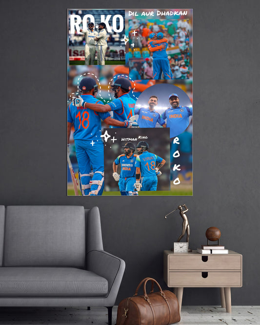 Rohit Sharma & Virat Kohli | ROKO Indian Cricket Wall Poster | 1 Poster