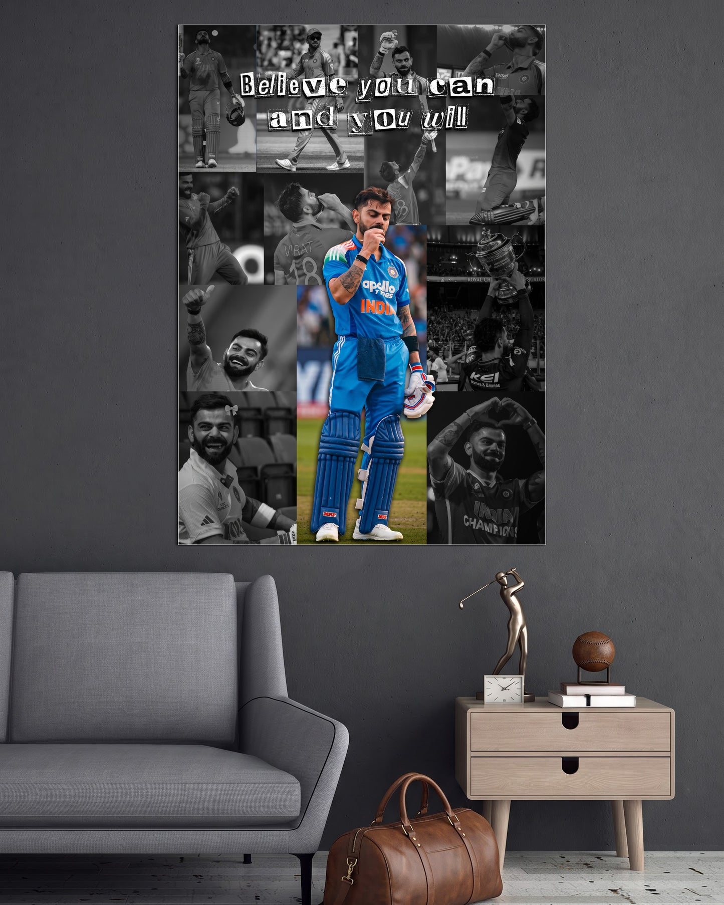 Virat Kohli | Believe You Can and You Will | Indian Cricket Wall Poster | 1 Poster