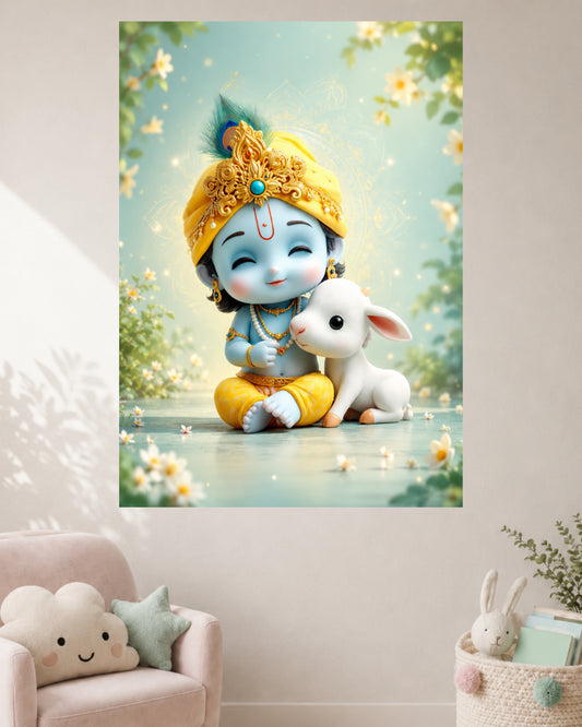 Cute Bal Krishna  | Baby Krishna wall poster  | 1 Poster