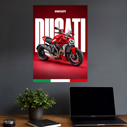 Ducati Red Superbike | Premium Motorcycle Wall Poster | 1 Poster
