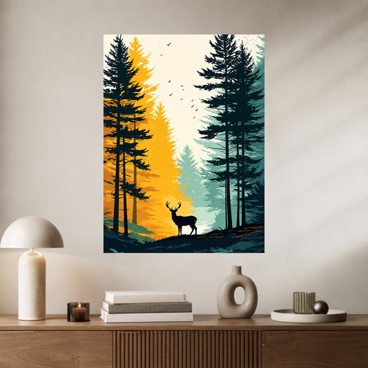 Deer in the Forest | Nature Aesthetic Wall Poster | 1 Poster