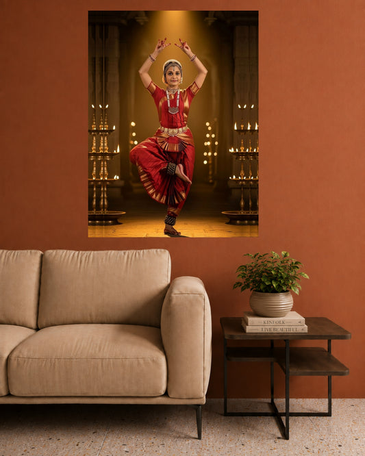 Bharatanatyam Dancer | Temple Dance Wall Poster | 1 Poster