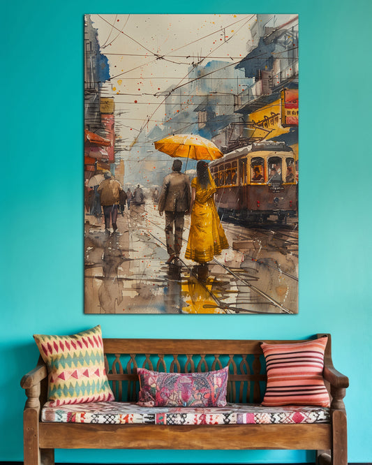 Rainy Street Watercolor Wall Poster | 1 Poster