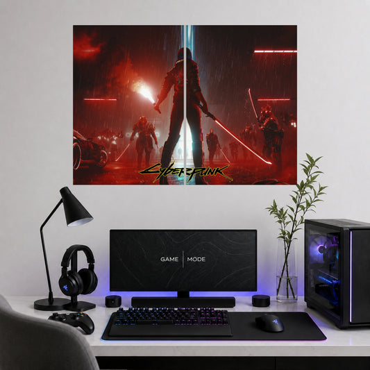 Cyberpunk  Split Wall Art | 2 Piece Gaming Wall Decor