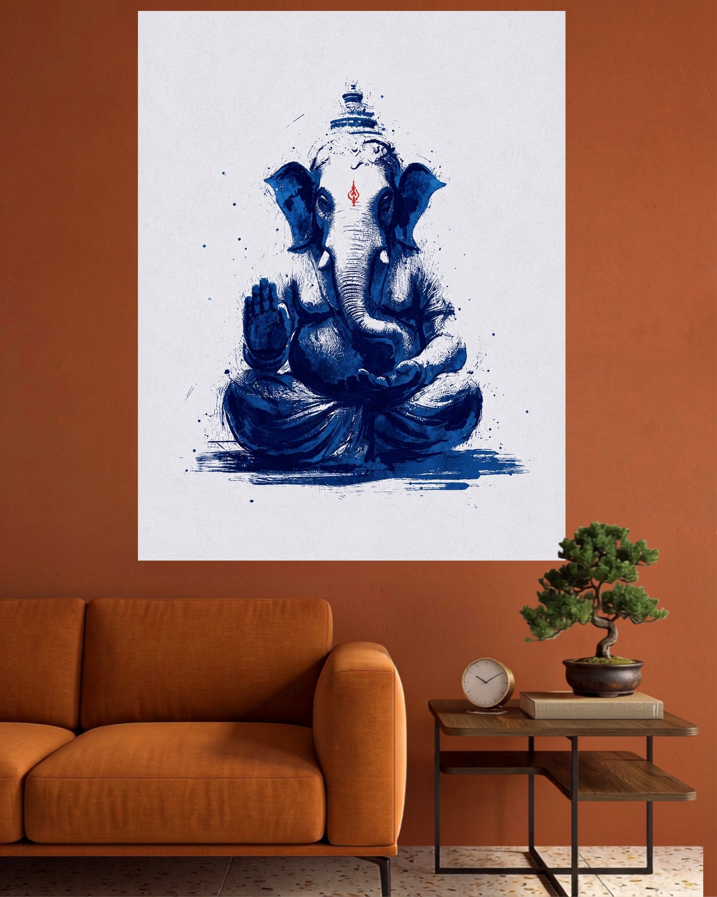 Neel Ganesha | Minimal Watercolor Spiritual Wall Poster | 1 Poster