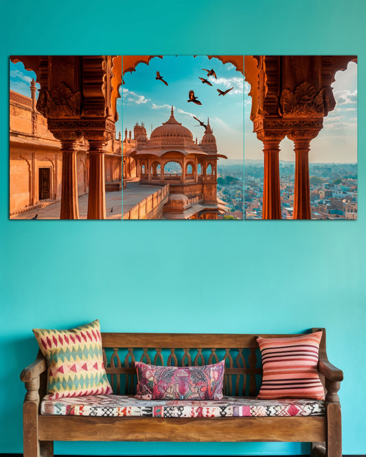 Royal Rajasthani Palace View | Indian Heritage Wall Poster |  3 Posters