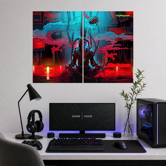 Cyberpunk 2077  Split Wall Art | 2 Piece Gaming Poster