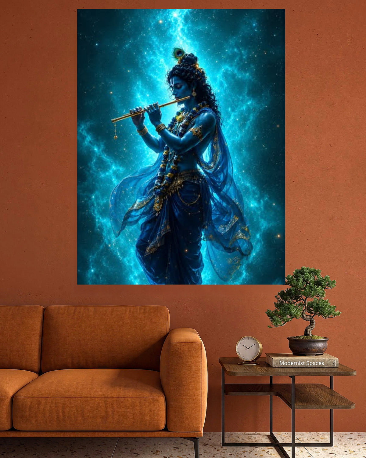 Lord Krishna | Flute Krishna Divine Blue Wall Art | 1 Poster