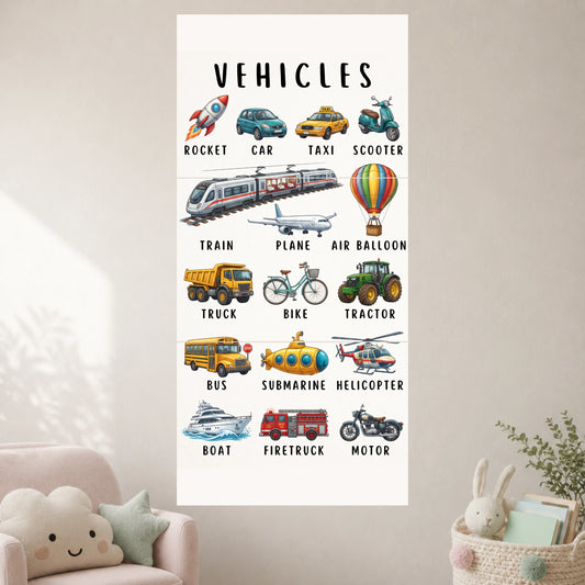 Vehicles | Kids Educational Wall Poster | 3 Posters