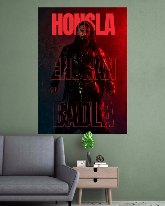 Honsla Endhan Badla | Dark Red Cinematic Wall Poster | 1 Poster