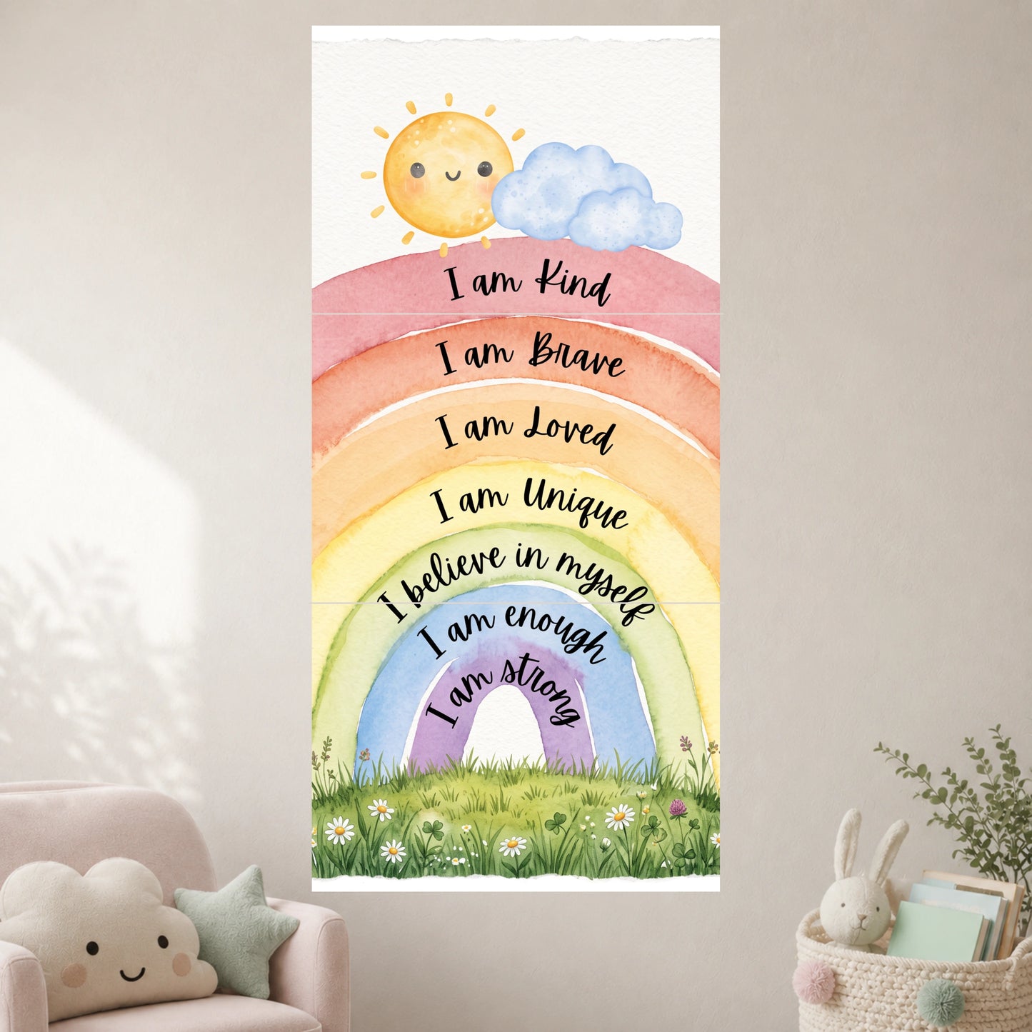 Rainbow Positive Affirmations | Kids Motivational Wall Poster | 3 Posters