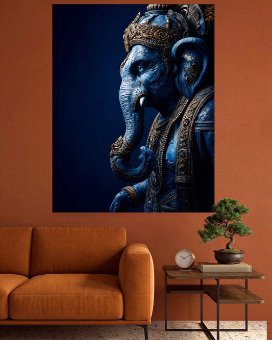 Royal Blue Ganesha | Divine Spiritual Wall Poster | 1 Poster