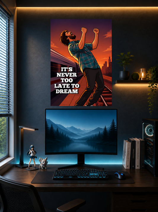 It's Never Too Late to Dream | Motivational Wall Poster | 1 Poster