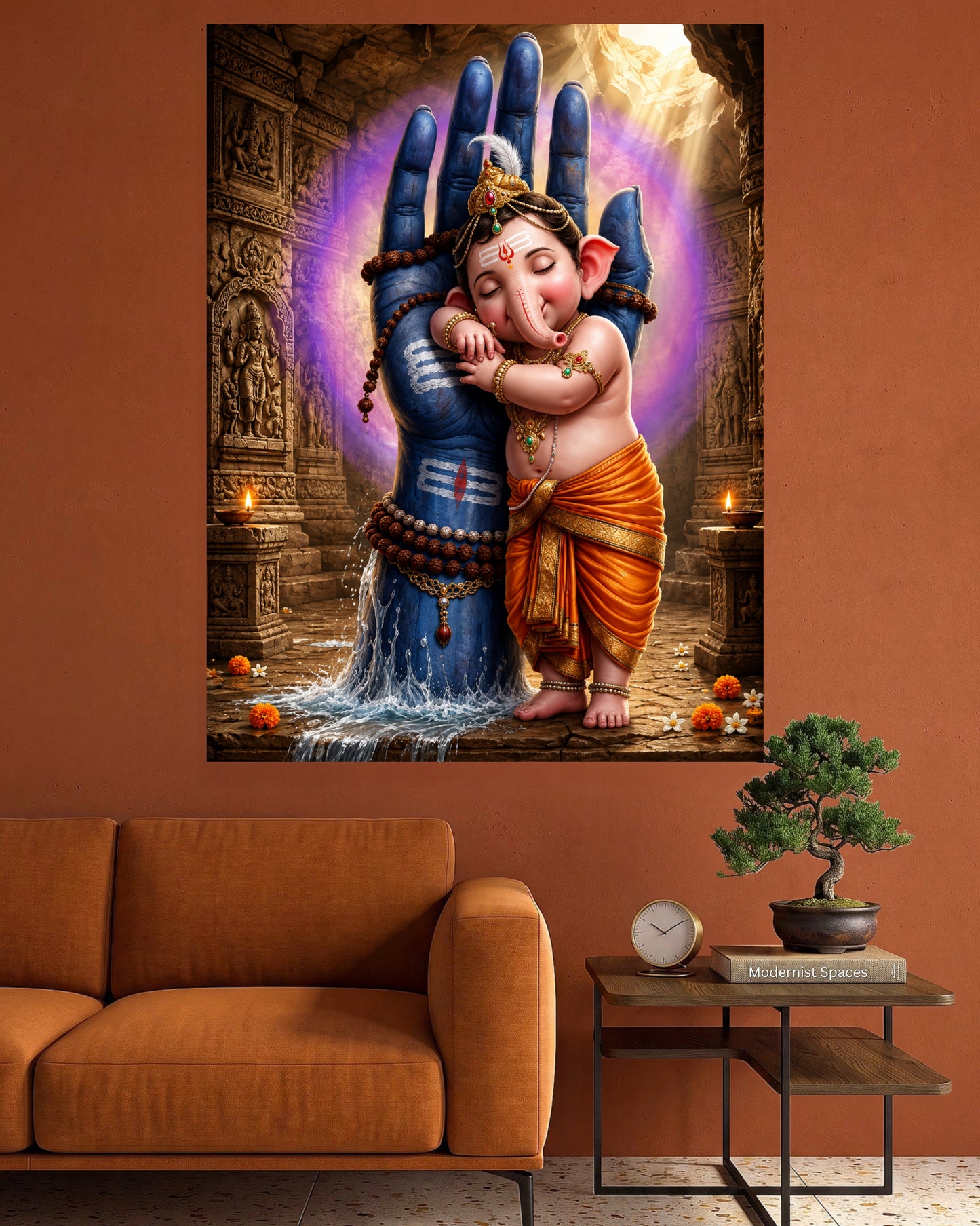 Lord Bal Ganesha with Lord Shiva | Divine Art Poster | 1 Poster