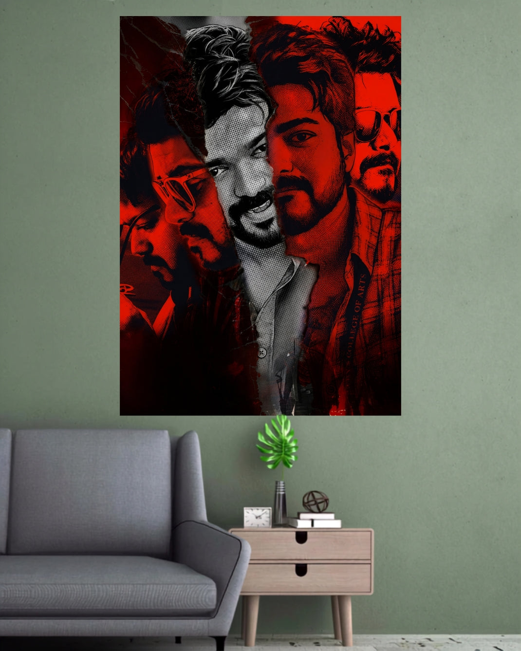 Thalapathy Vijay | Red & Black Cinematic Collage Wall Poster | 1 Poster