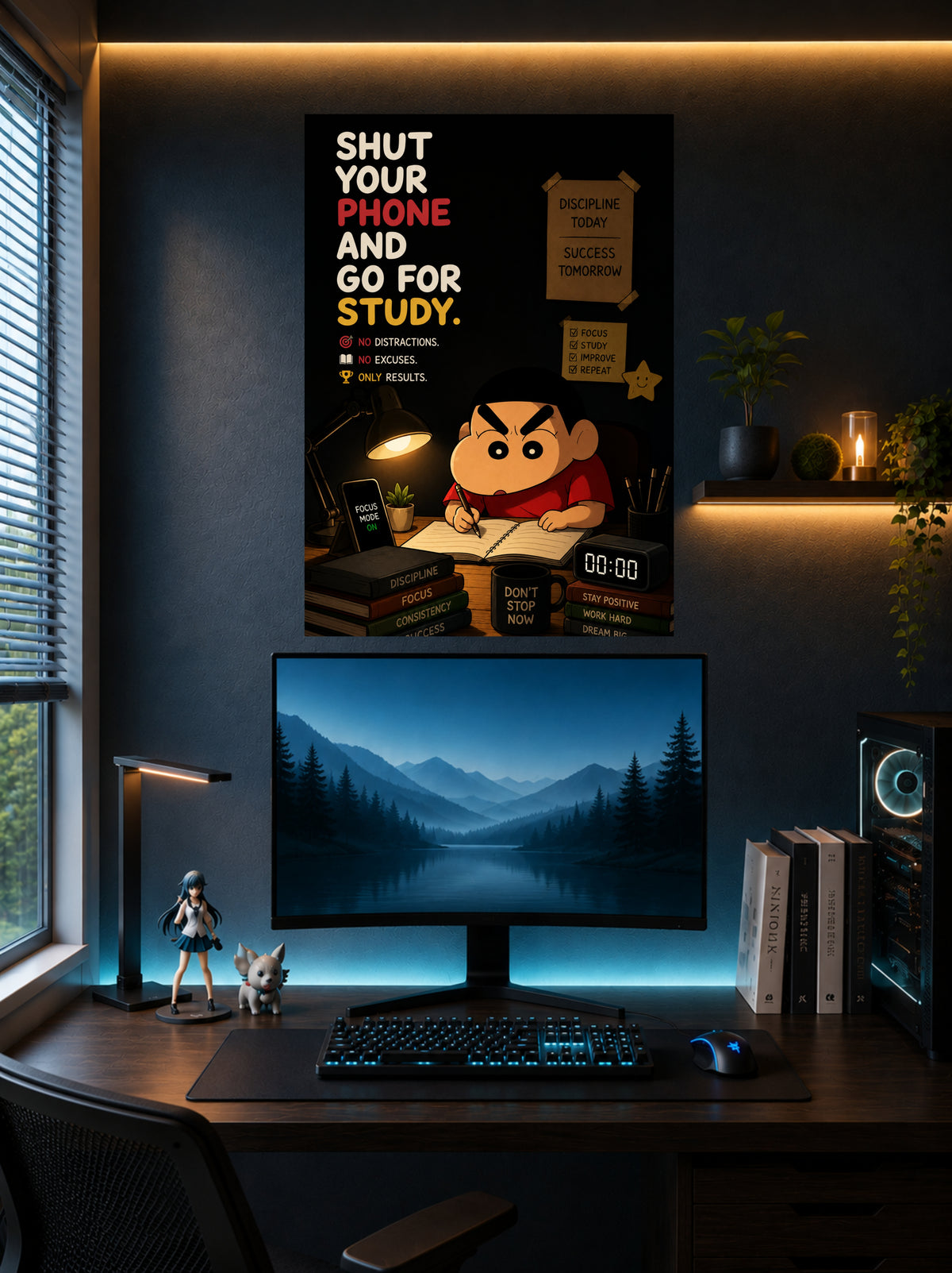 Shut Your Phone and Go for Study | Student Motivational Wall Poster | 1 Poster