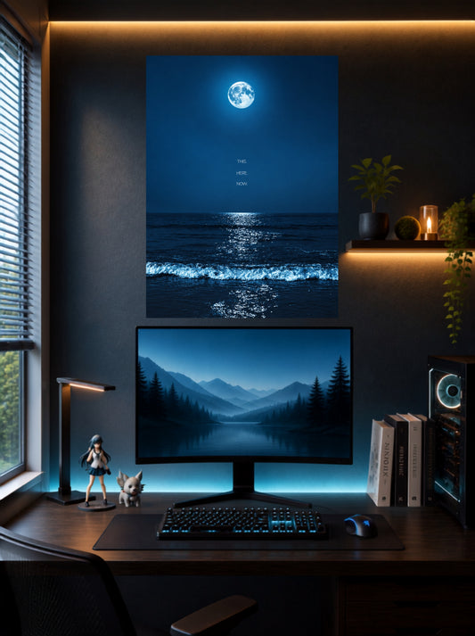 The Night Moon |  Quotes Moonlight Ocean Wall Poster | 1 Poster