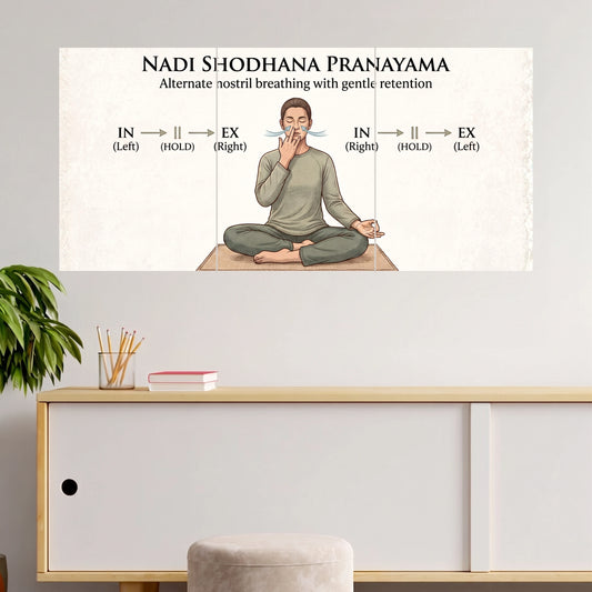 Nadi Shodhana Pranayama | Alternate Nostril Breathing Yoga Wall Poster |  3 Posters