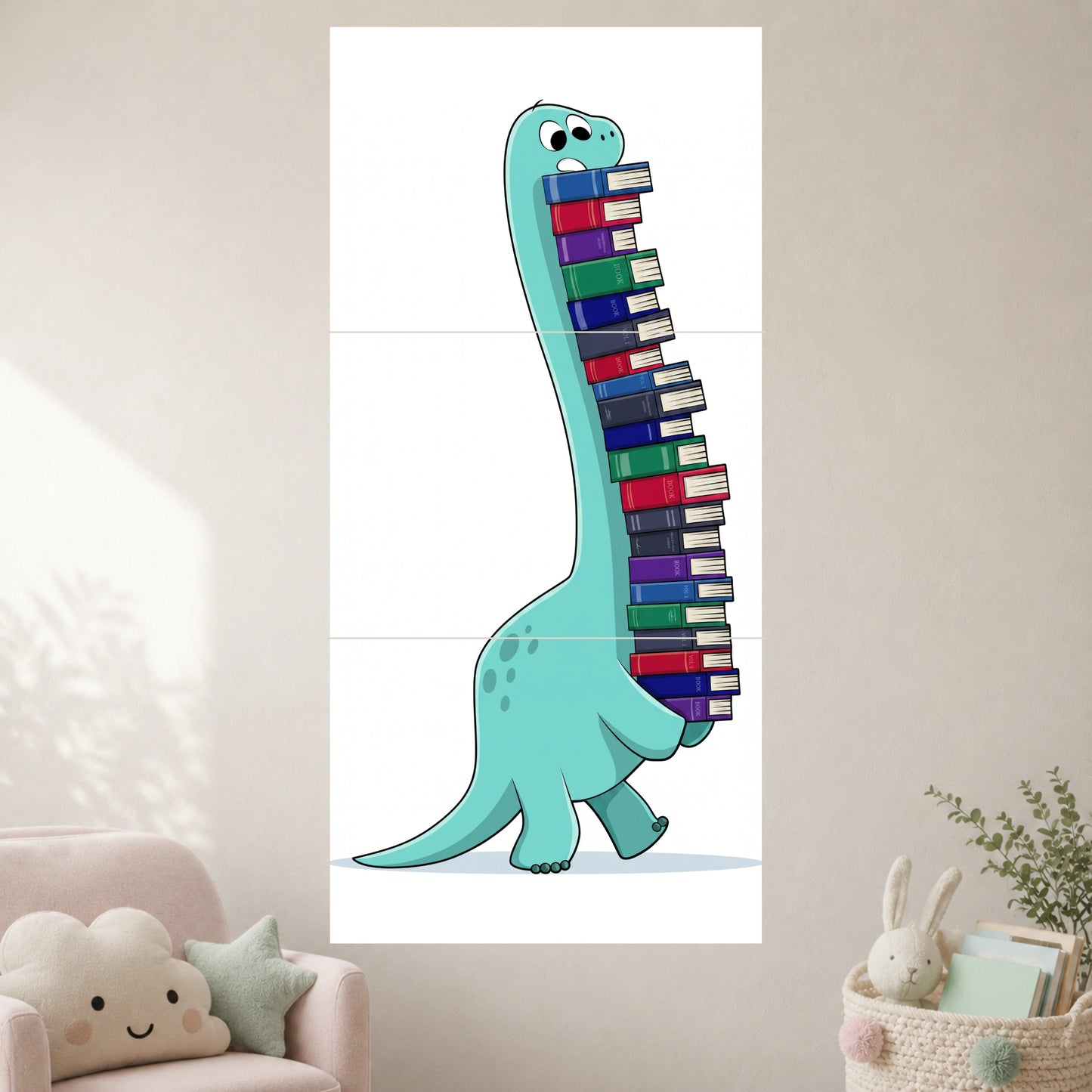 Dinosaur with Books | Kids Reading Wall Poster | 3 Posters