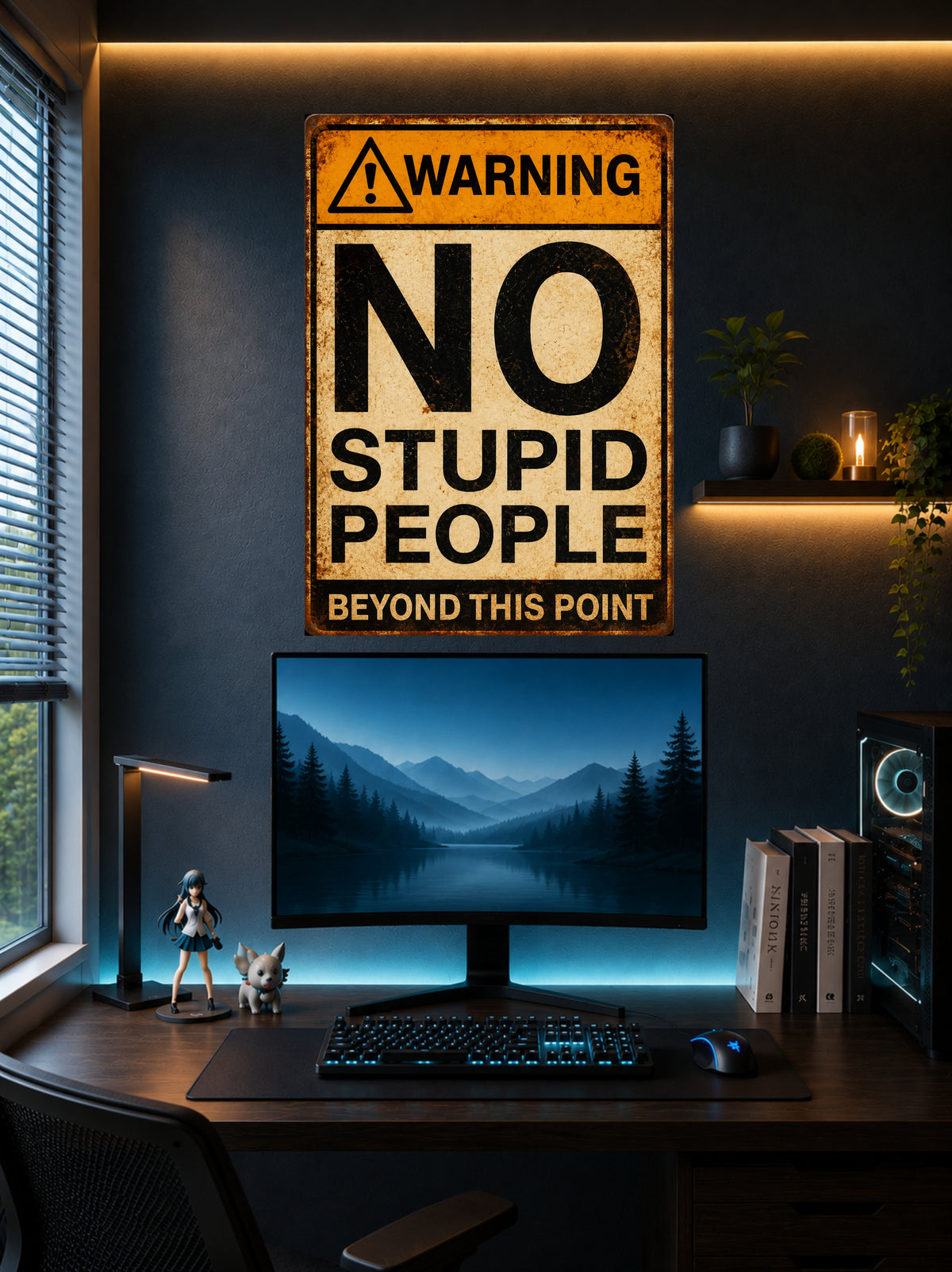 Warning No Stupid People Beyond This Point | Funny Wall Poster | 1 Poster
