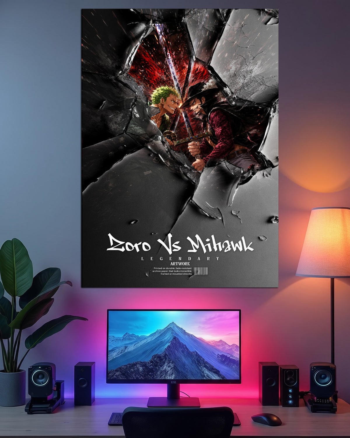 Zoro vs Mihawk Broken Glass | Anime Wall Poster | 1 Poster