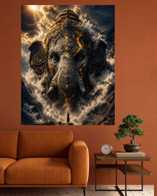 Divine Mountain Ganesha | Eternal Power Wall Poster | 1 Poster