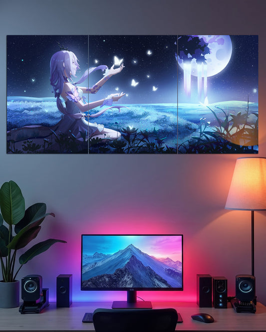 Moonlit Butterfly Dreams | Anime Wall Poster Set | 3 Posters