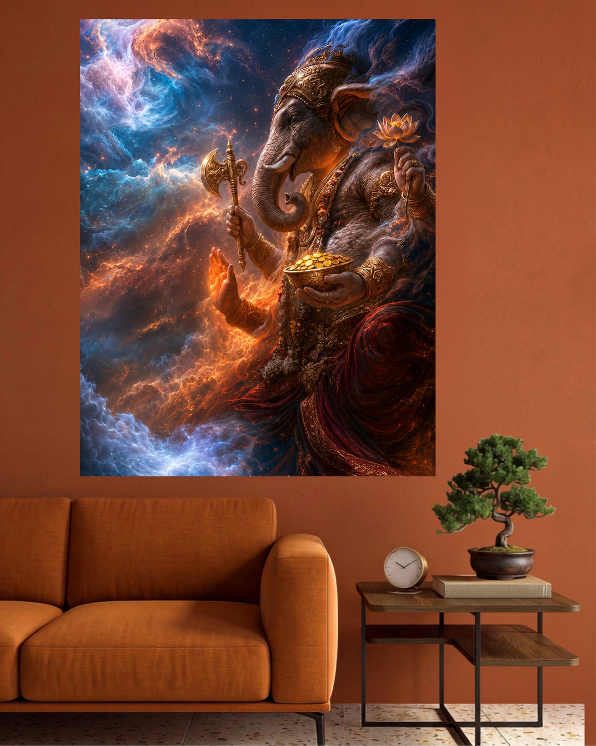 Cosmic Ganesha | Lotus & Divine Energy Wall Poster | 1 Poster