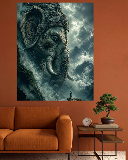 Ancient Mountain Ganesha | Divine Guardian Wall Poster | 1 Poster