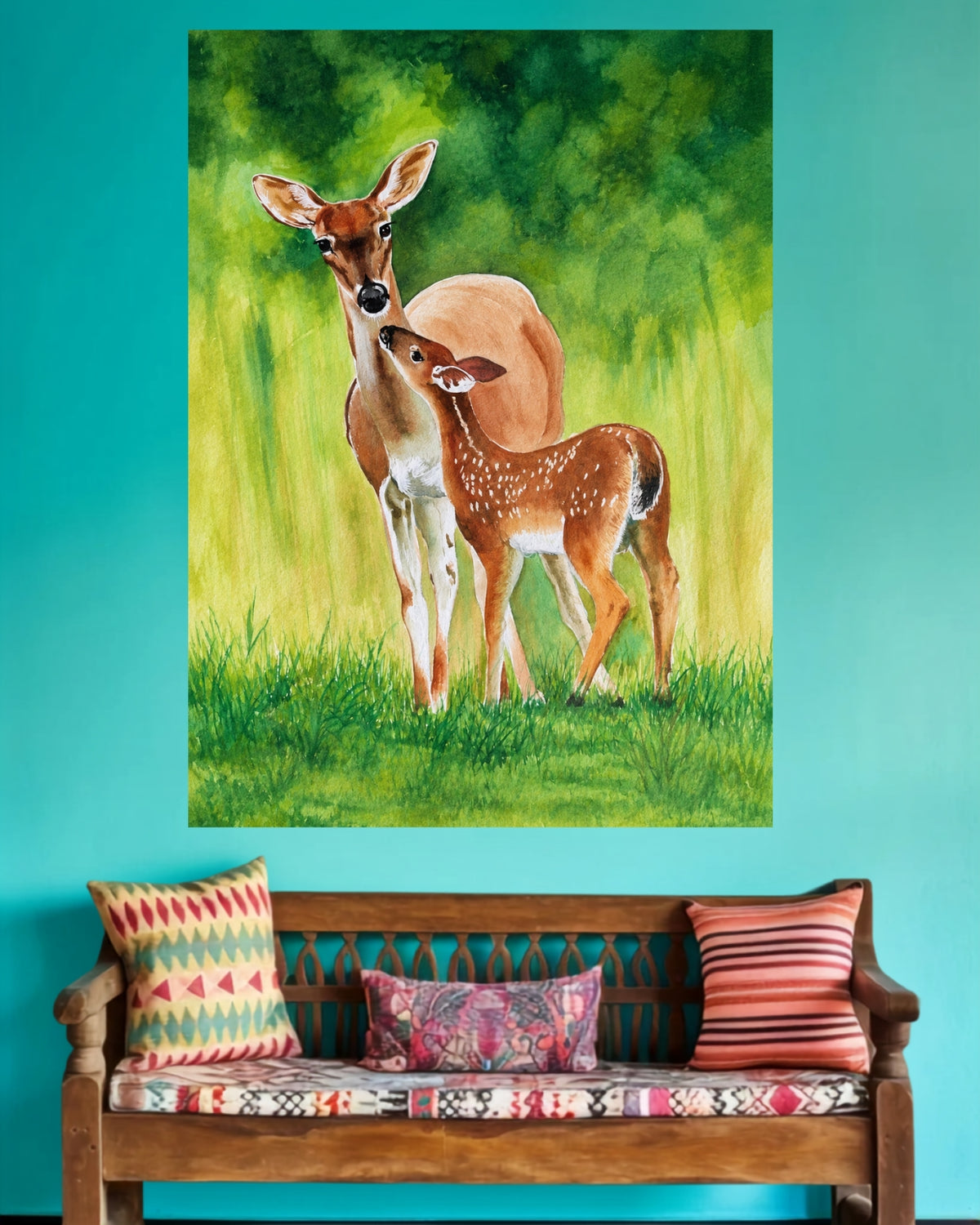 Mother Deer & Fawn | Elegant Home Decor Wall Poster | 1 Poster