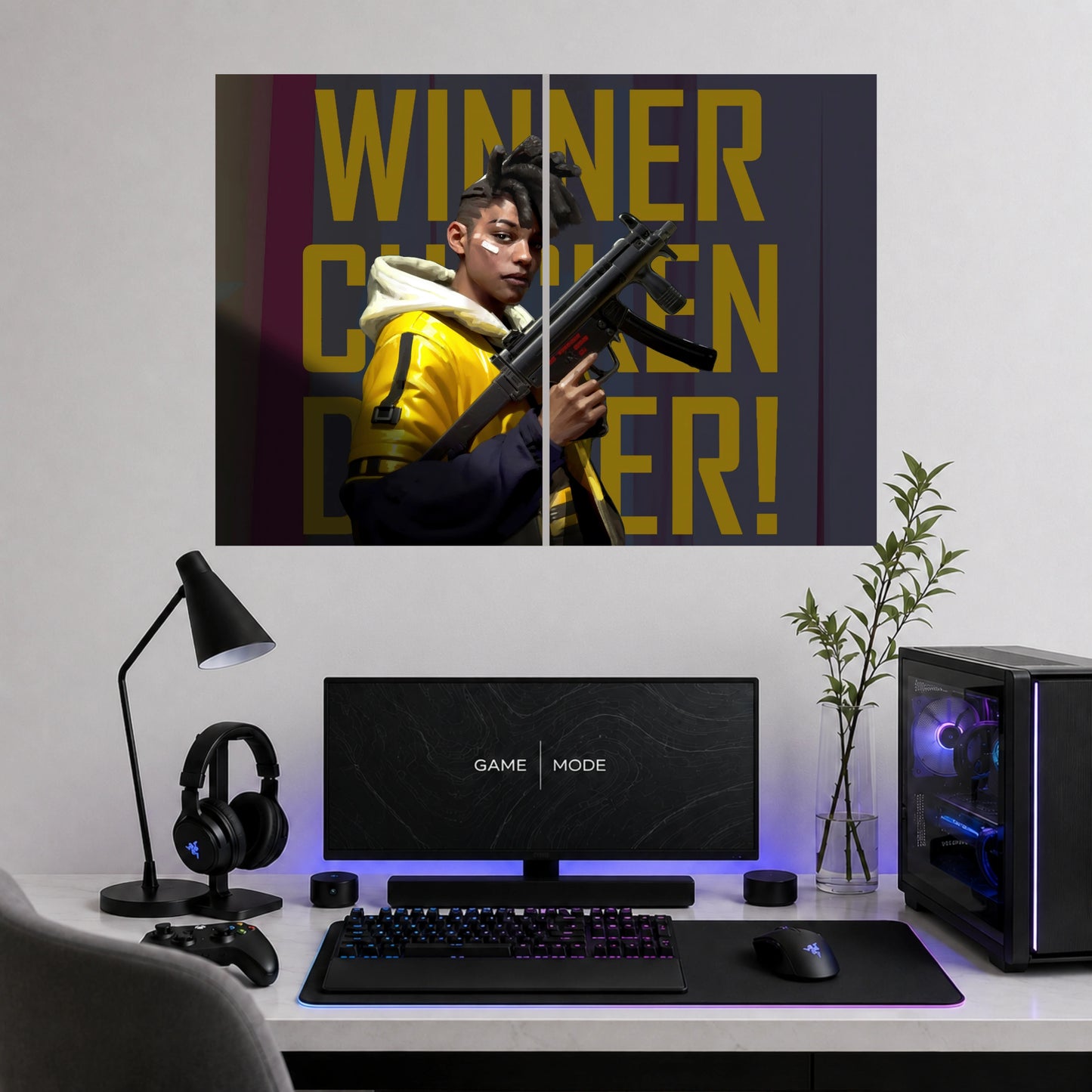 Free Fire Winner Winner Chicken Dinner | 2  Poster  Split  Wall Art