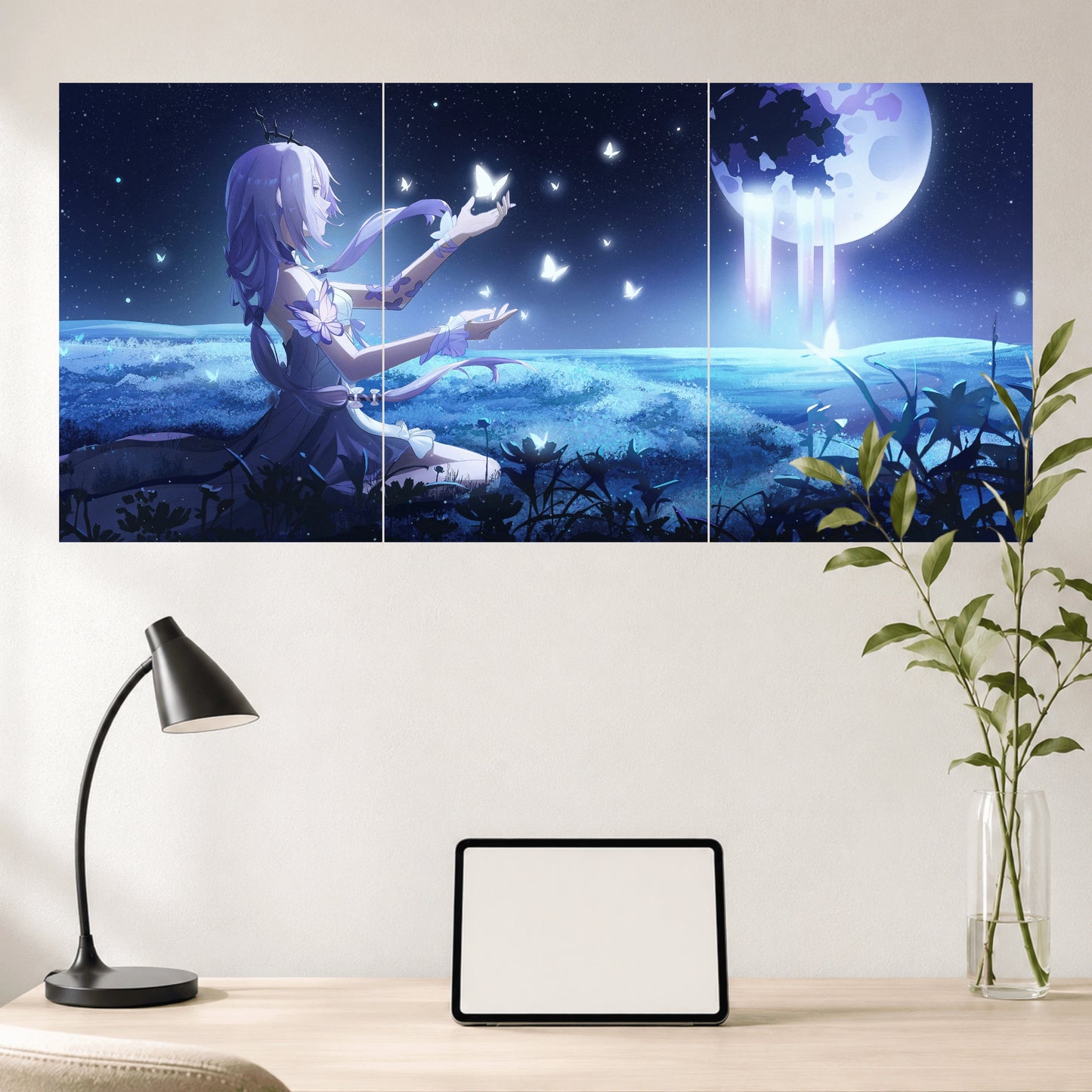 Moonlit Butterfly Dreams | Anime Wall Poster Set | 3 Posters