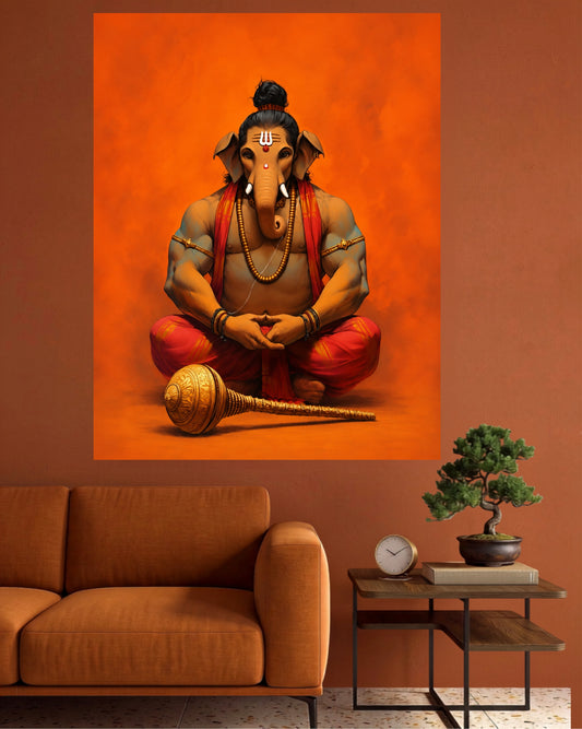 Veer Ganesha | Powerful Meditation Wall Poster | 1 Poster