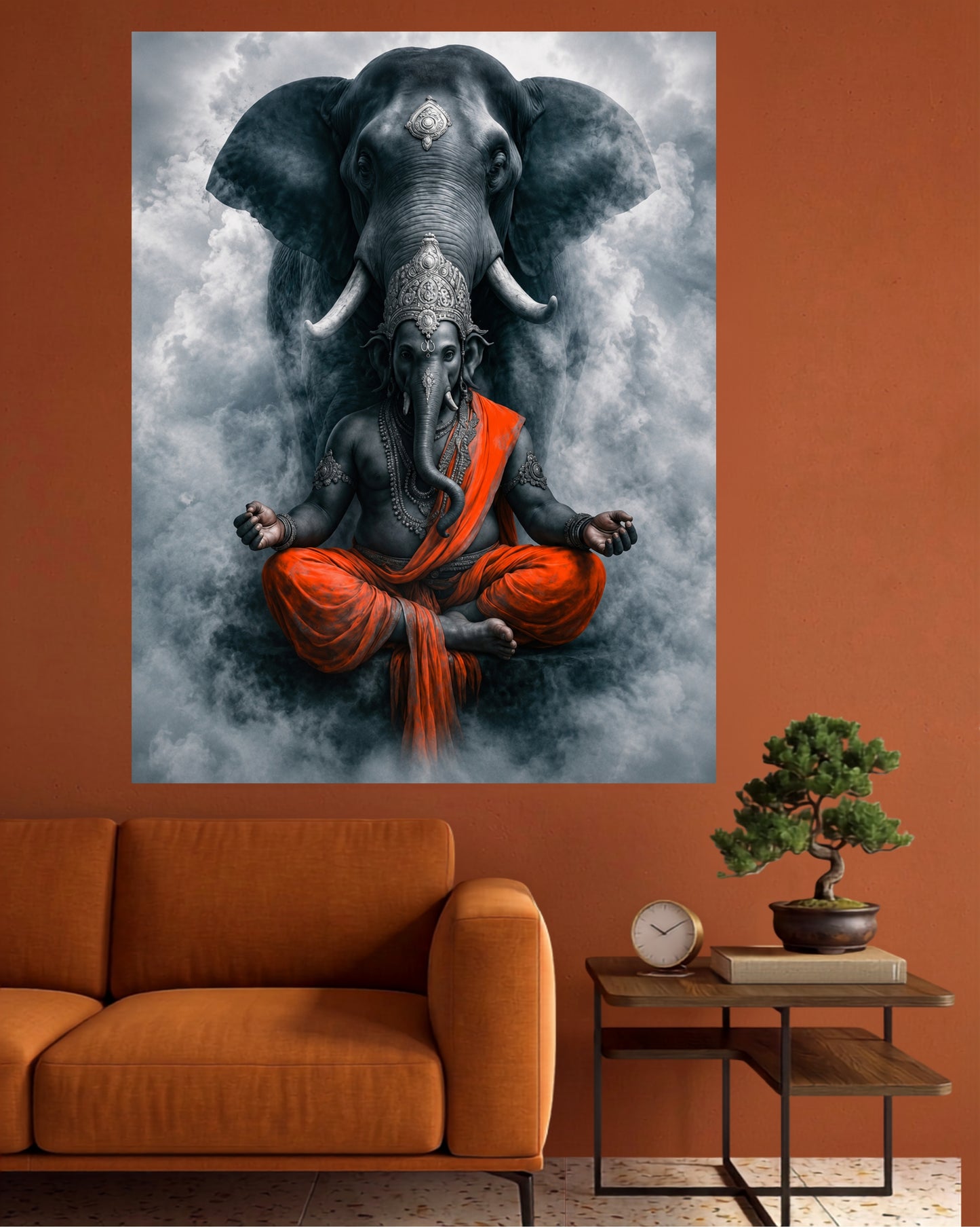Meditating Ganesha | Divine Elephant Aura Wall Poster | 1 Poster