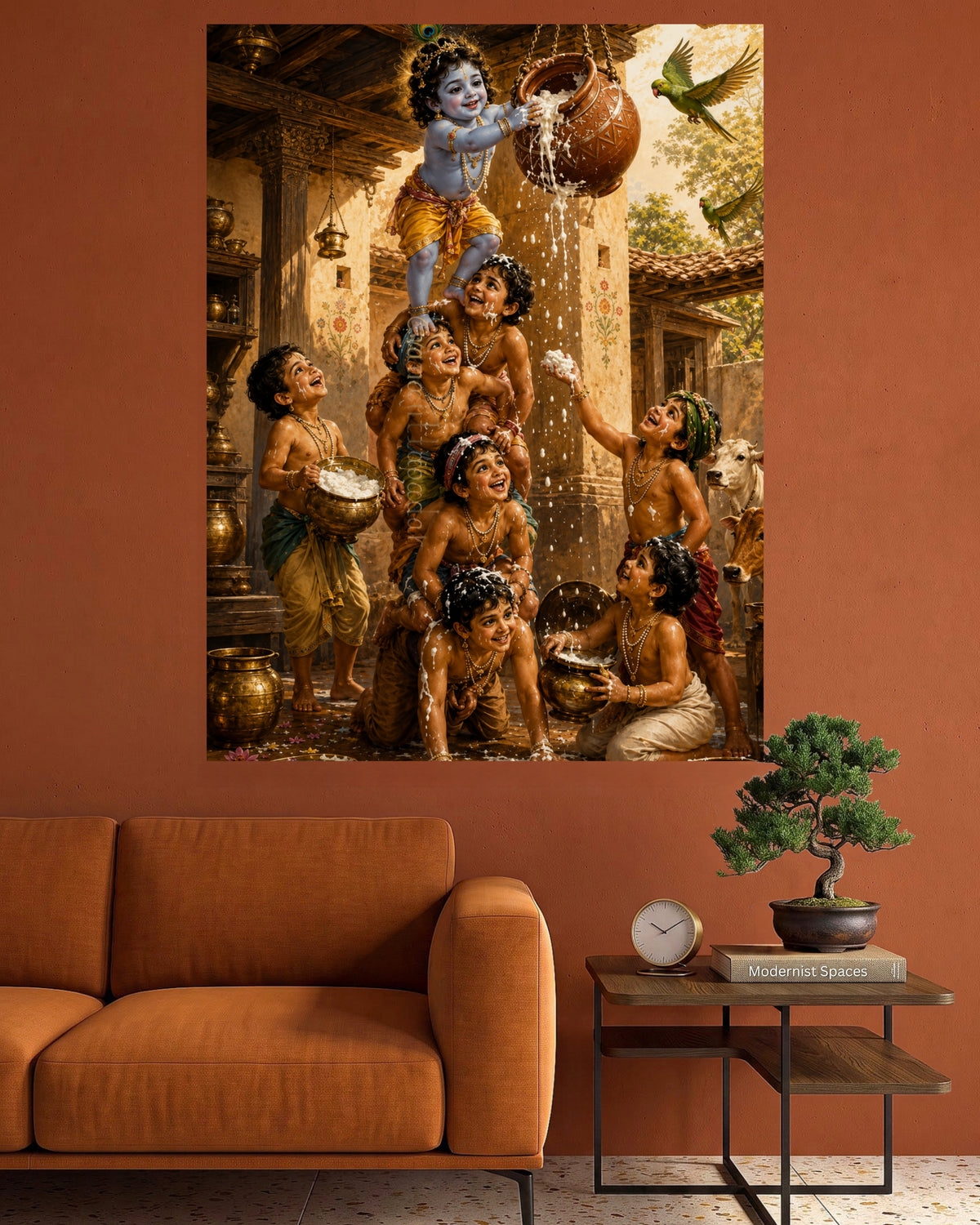Lord Bal Krishna Makhan Chor | Devotional Art Poster | 1 Poster