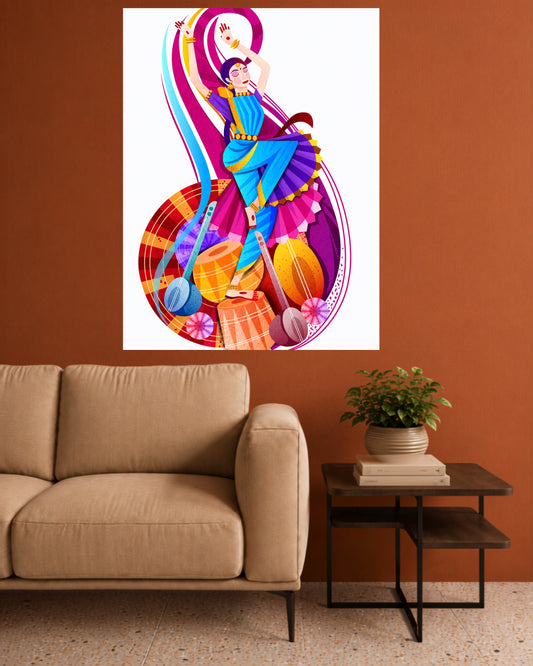 Indian Classical Dancer | Colorful Cultural Dance Wall Poster | 1 Poster