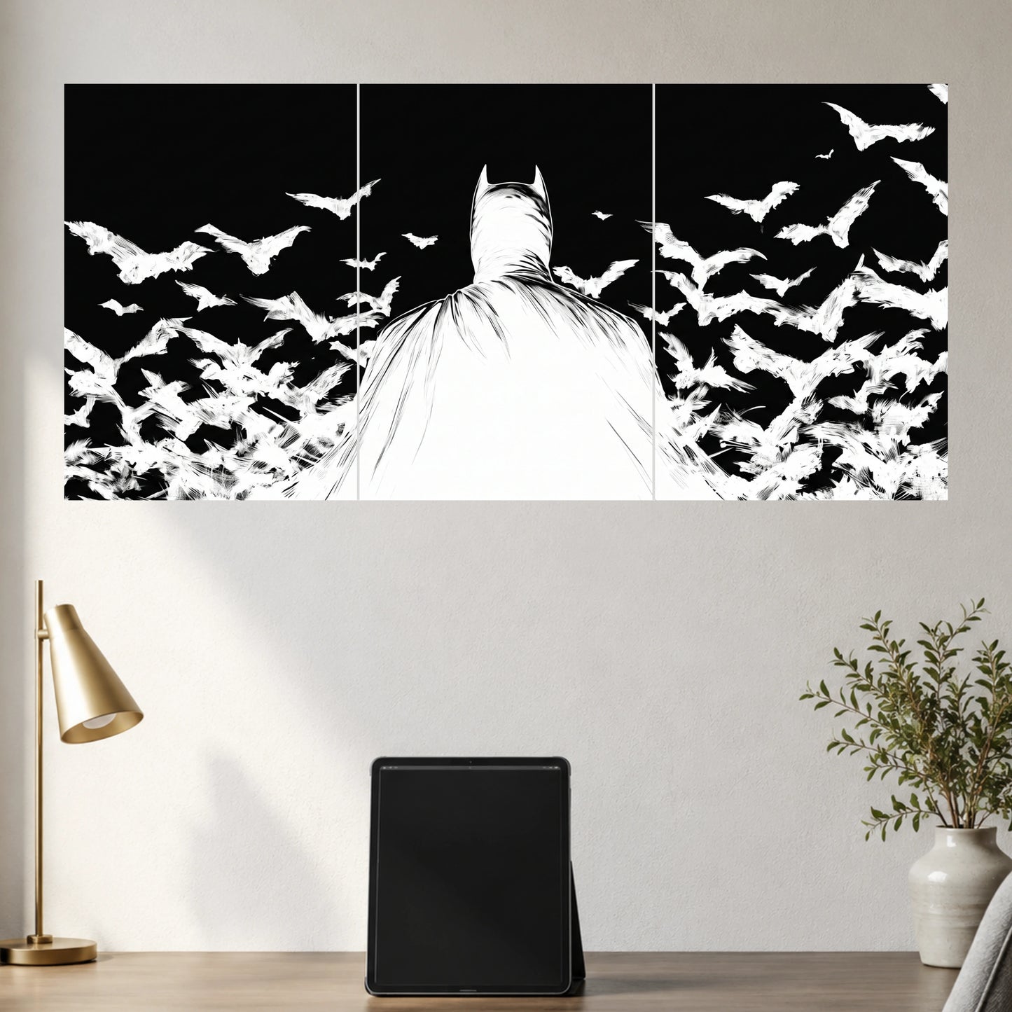 Dark Masked Vigilante & Flying Bats | Superhero Wall Poster |  3 Posters