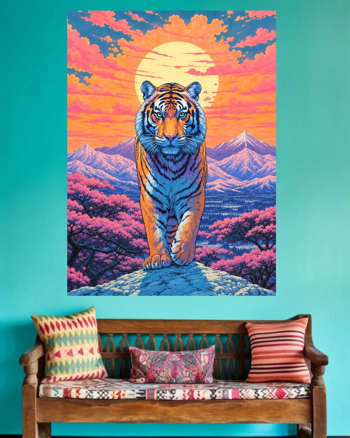 Majestic Tiger & Sunset | Home Decor Wall Poster | 1 Poster