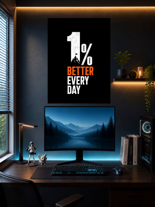 1% Better Every Day | Inspirational Quote Wall Poster | 1 Poster