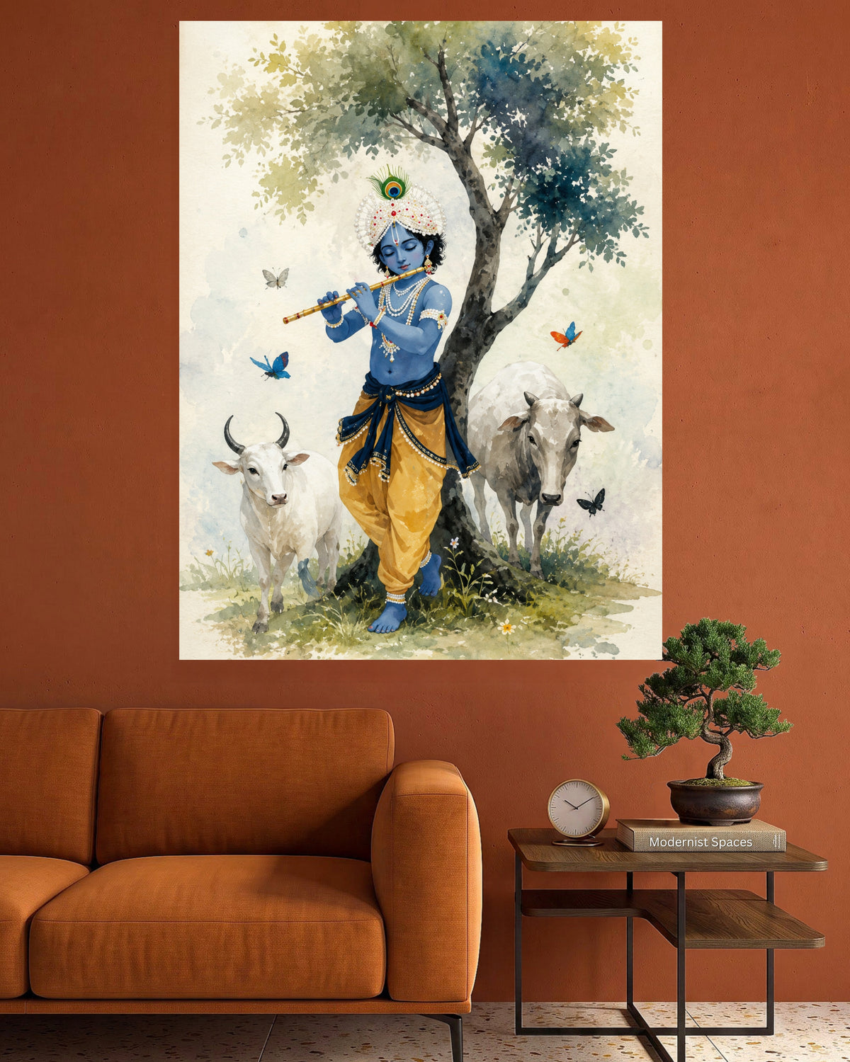 Lord Krishna | Watercolor Devotional Art Poster | 1 Poster