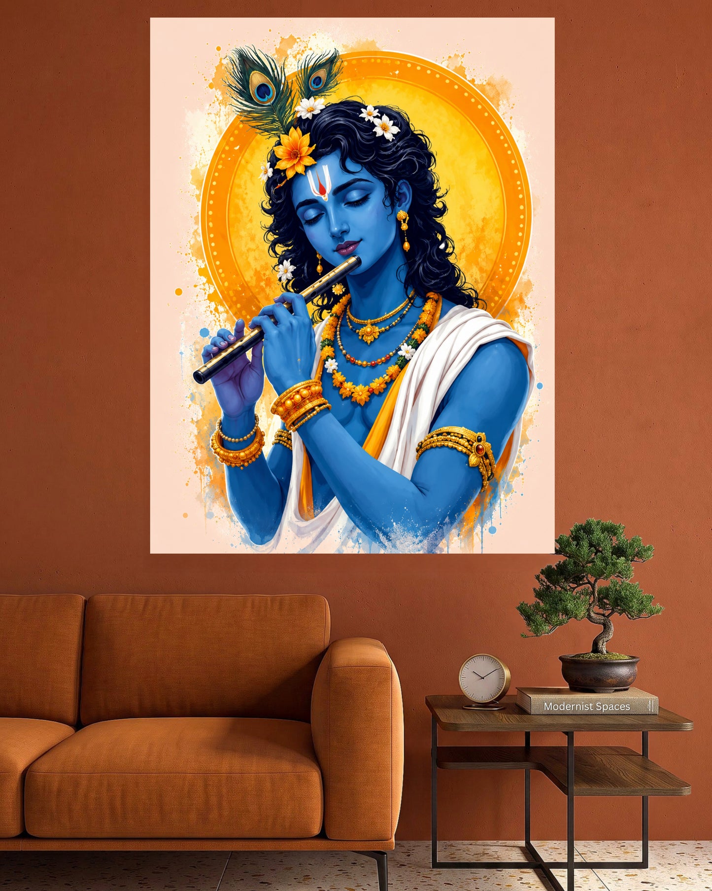 Lord Krishna | Golden Halo Divine Art Poster | 1 Poster