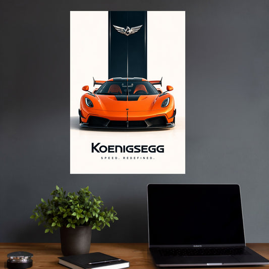 Koenigsegg Orange Hypercar | Speed Redefined Supercar Wall Poster | 1 Poster