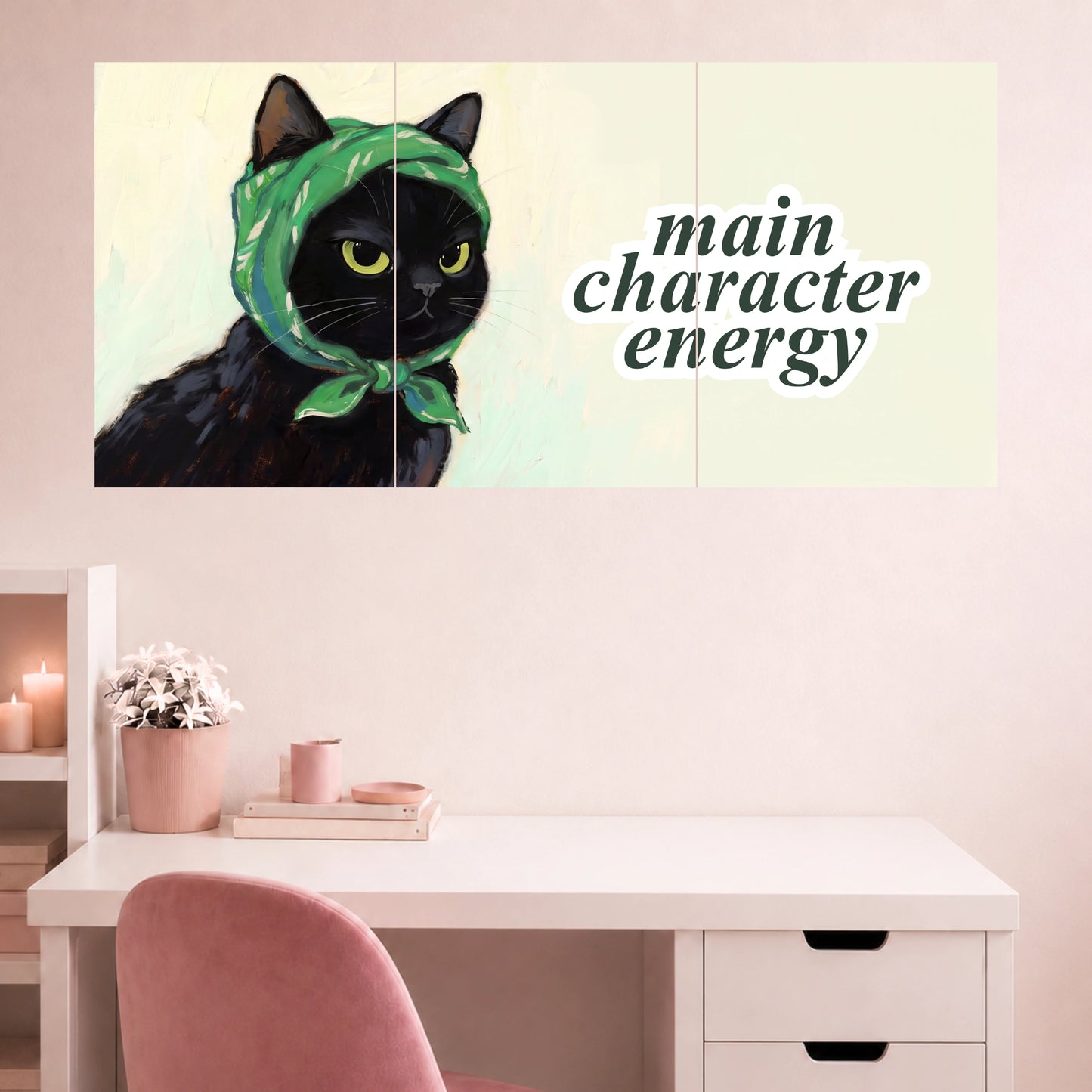 Black Cat Main Character Energy | Funny Quote Wall Poster |  3 Posters