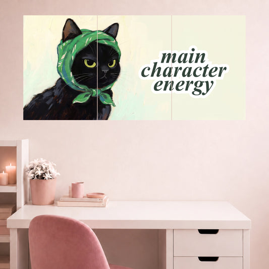 Black Cat Main Character Energy | Funny Quote Wall Poster |  3 Posters