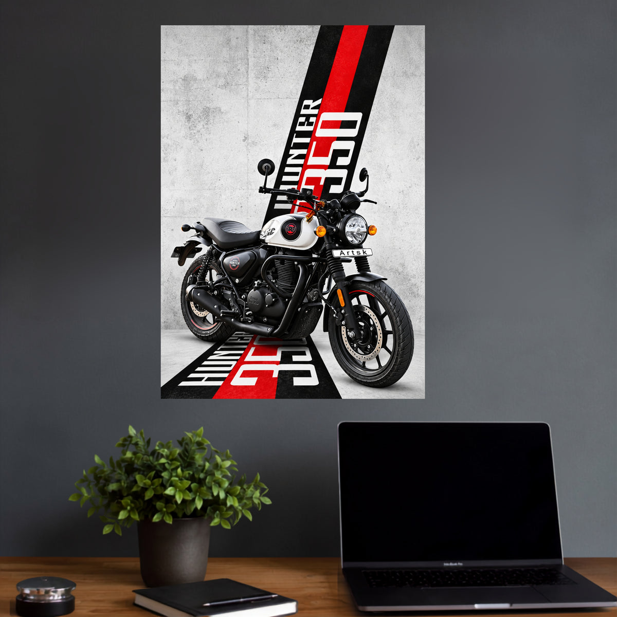 Royal Enfield Hunter 350 | Classic Bike Automobile Wall Poster | 1 Poster