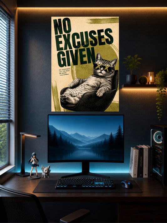 No Excuses Given | Motivational Wall Poster | 1 Poster