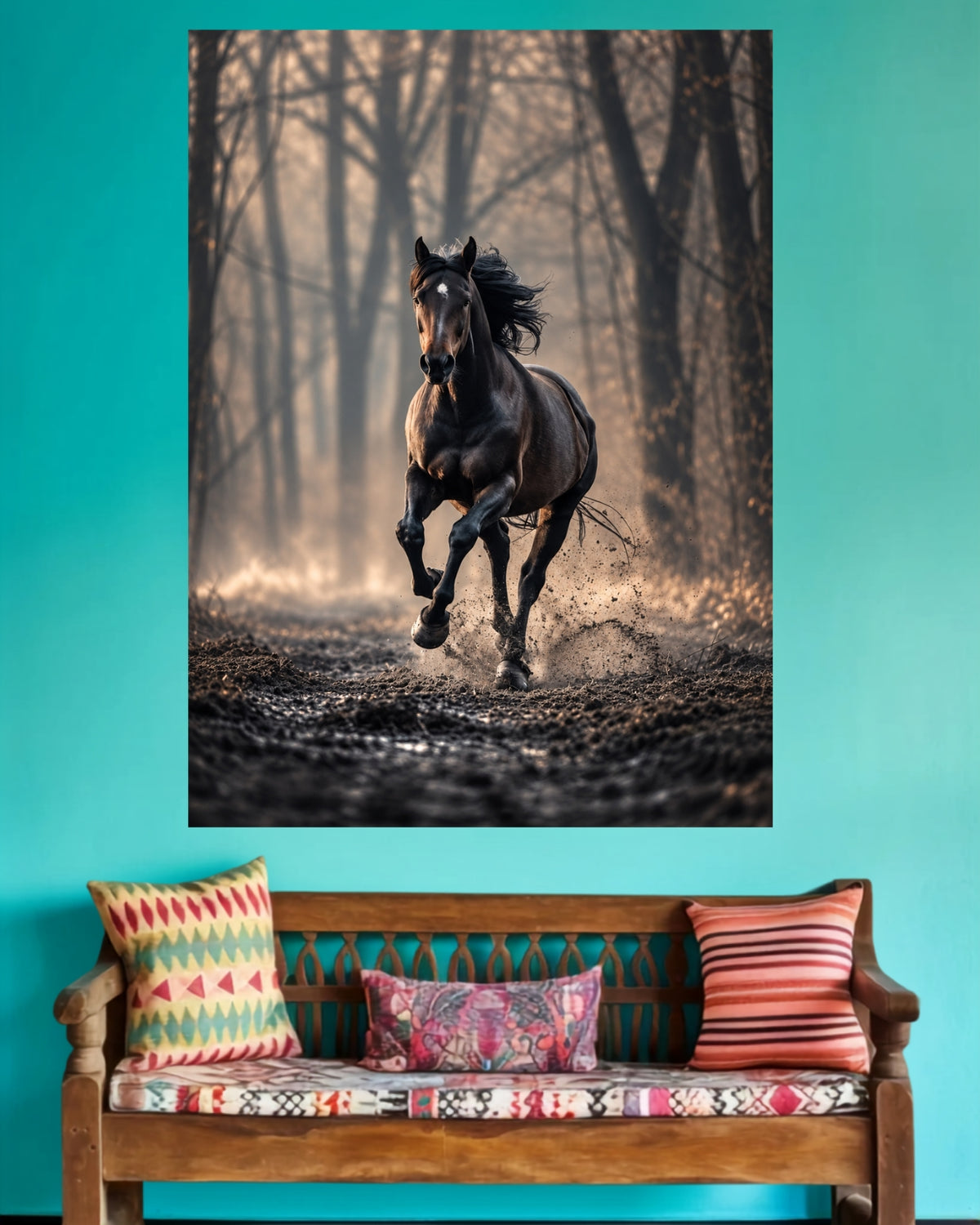 Running Horse in Forest | Home Decor Wall Poster | 1 Poster