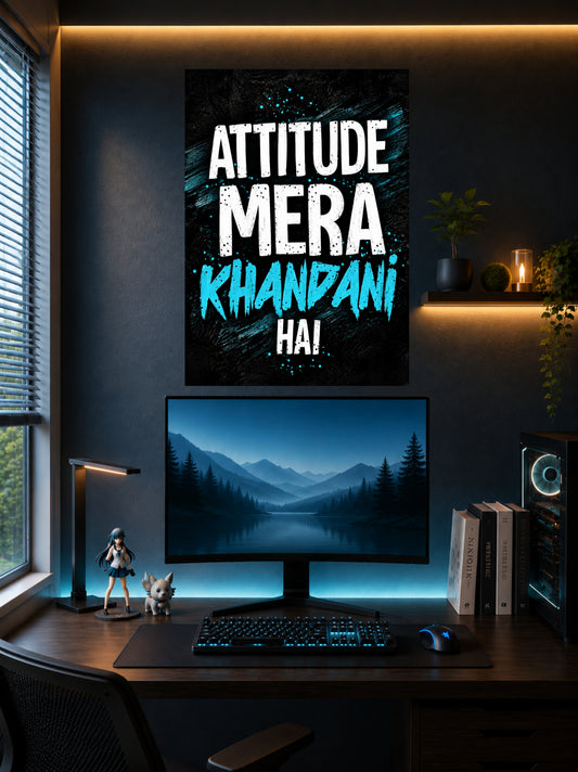 Attitude Mera Khandani | Motivational Wall Poster | 1 Poster
