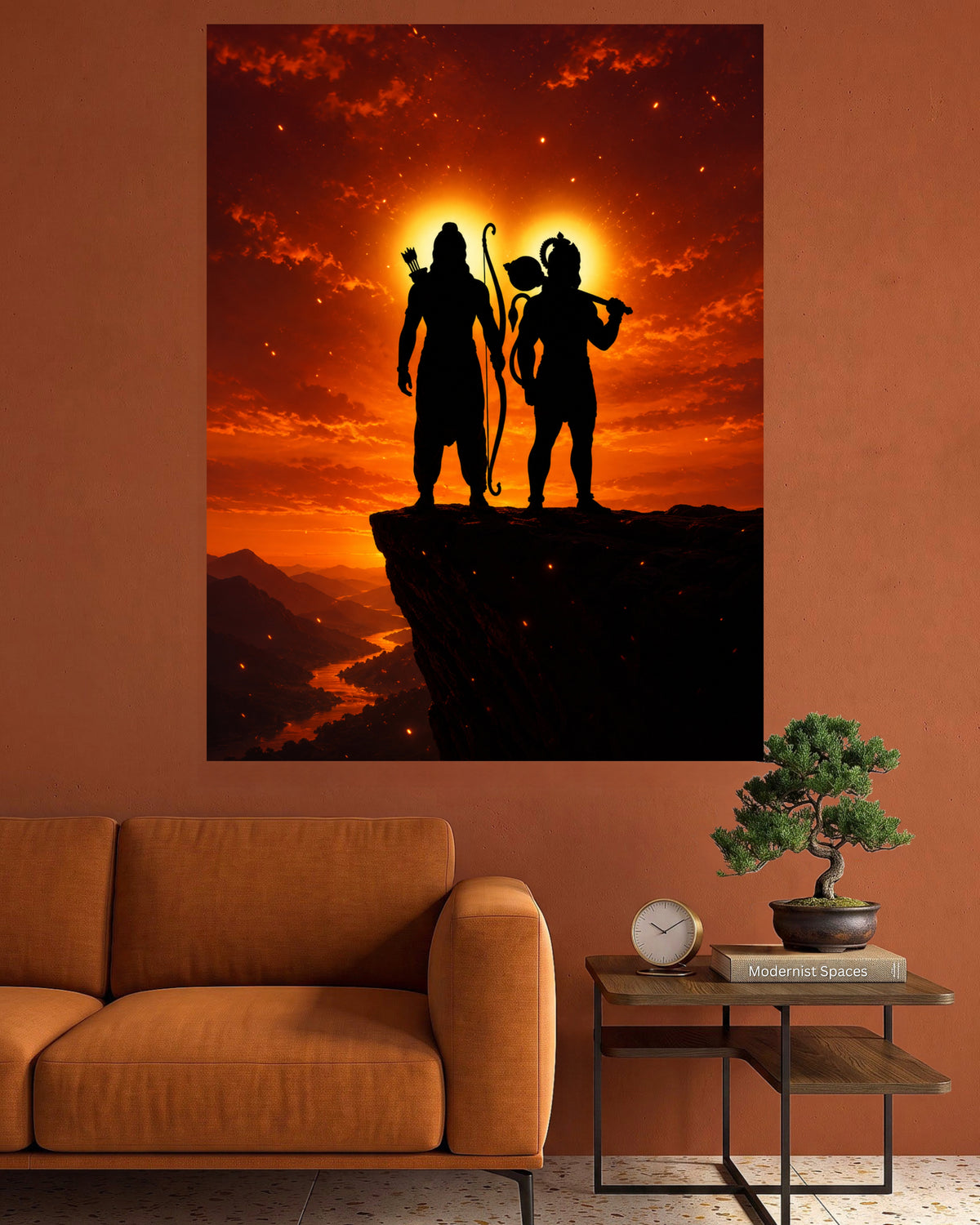 Lord Ram & Lord Hanuman | Ram Hanuman Spiritual Wall Poster | 1 Poster