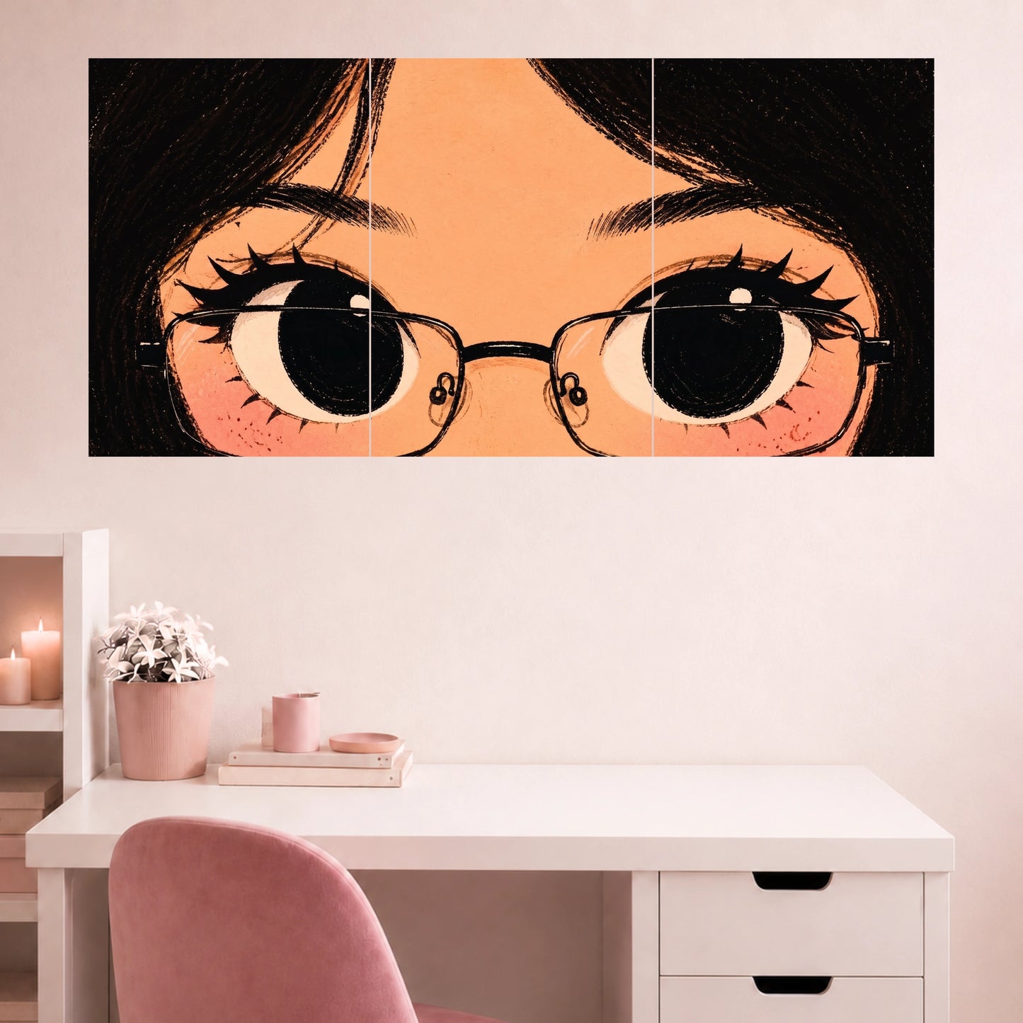 Anime Girl Eyes with Glasses | Aesthetic Wall Poster | 3 Posters